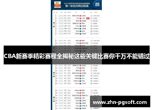 CBA新赛季精彩赛程全揭秘这些关键比赛你千万不能错过