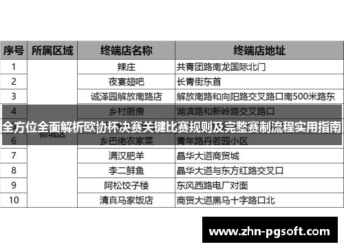 全方位全面解析欧协杯决赛关键比赛规则及完整赛制流程实用指南